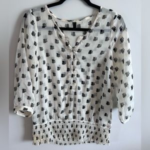 Raccoon print sheer blouse, medium